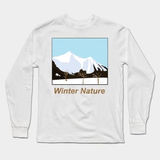 Winter landscape with snow-capped mountains Long Sleeve T-Shirt